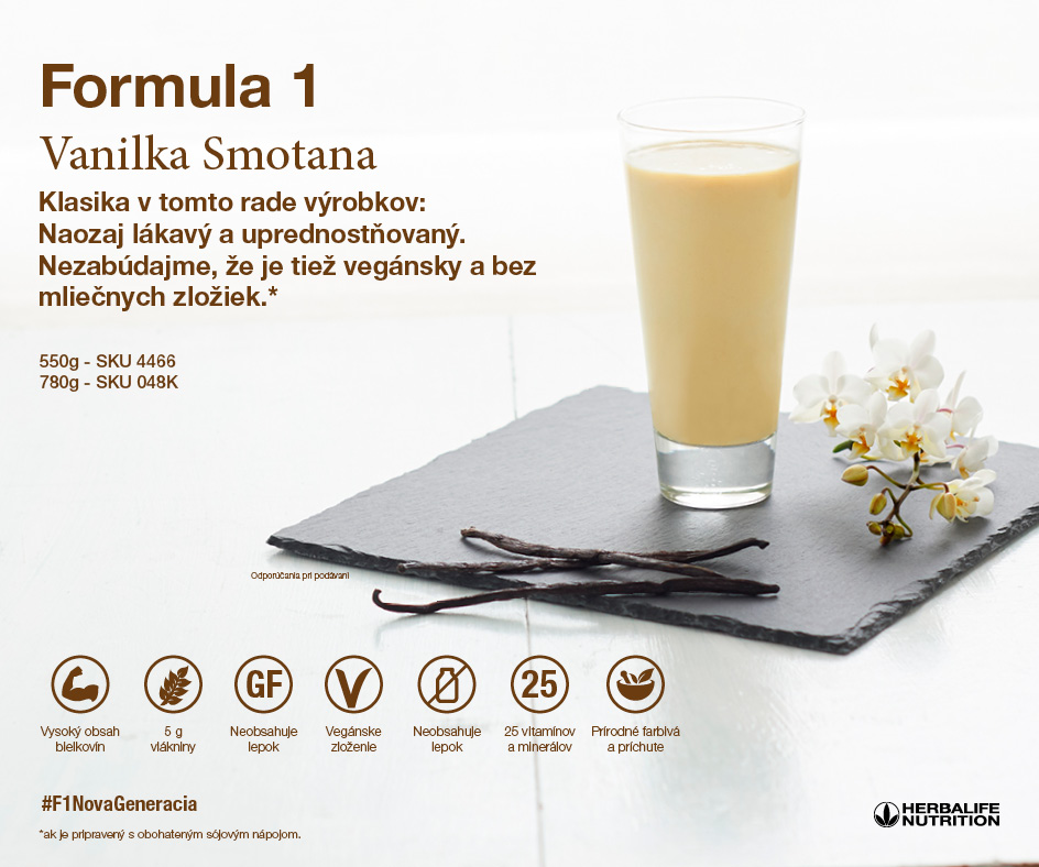 Formula 1-Vyvážené jedlo s príchuťou vanilka-smotana