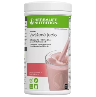 Formula 1 Free From - Vyvážené jedlo s príchuťou malín a bielej čokolády. Vegánsky produkt bez lepoku a sóje.